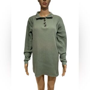 Green Button-Up Sweater Dress